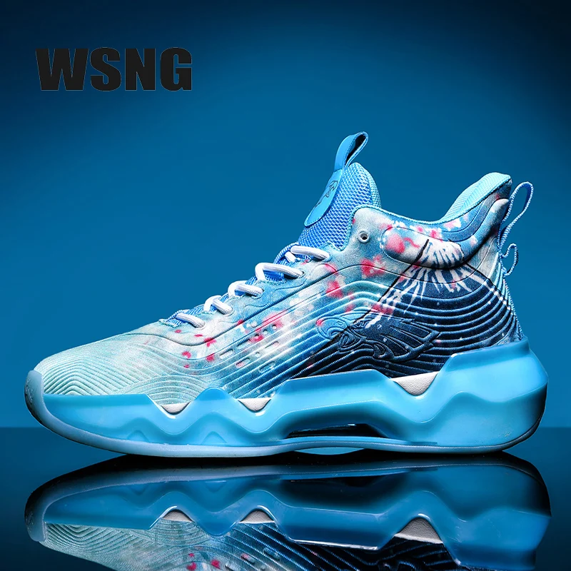 WSNG erkek ayakkabıları Rahat erkek spor ayakkabı kaymaz Yüksek Top Çift Ayakkabı Yastıklama Ribaund basketbol ayakkabıları spor ayakkabıları