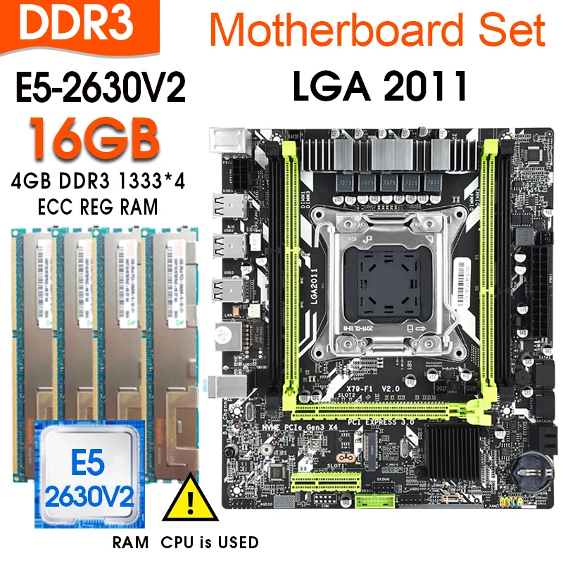 anakart seti LGA2011 kombinasyonları Xeon E5 2630V2 CPU 4 adet x 4GB = 16GB bellek DDR3 ECC RAM 1333Mhz NVME M. 2 yuvası