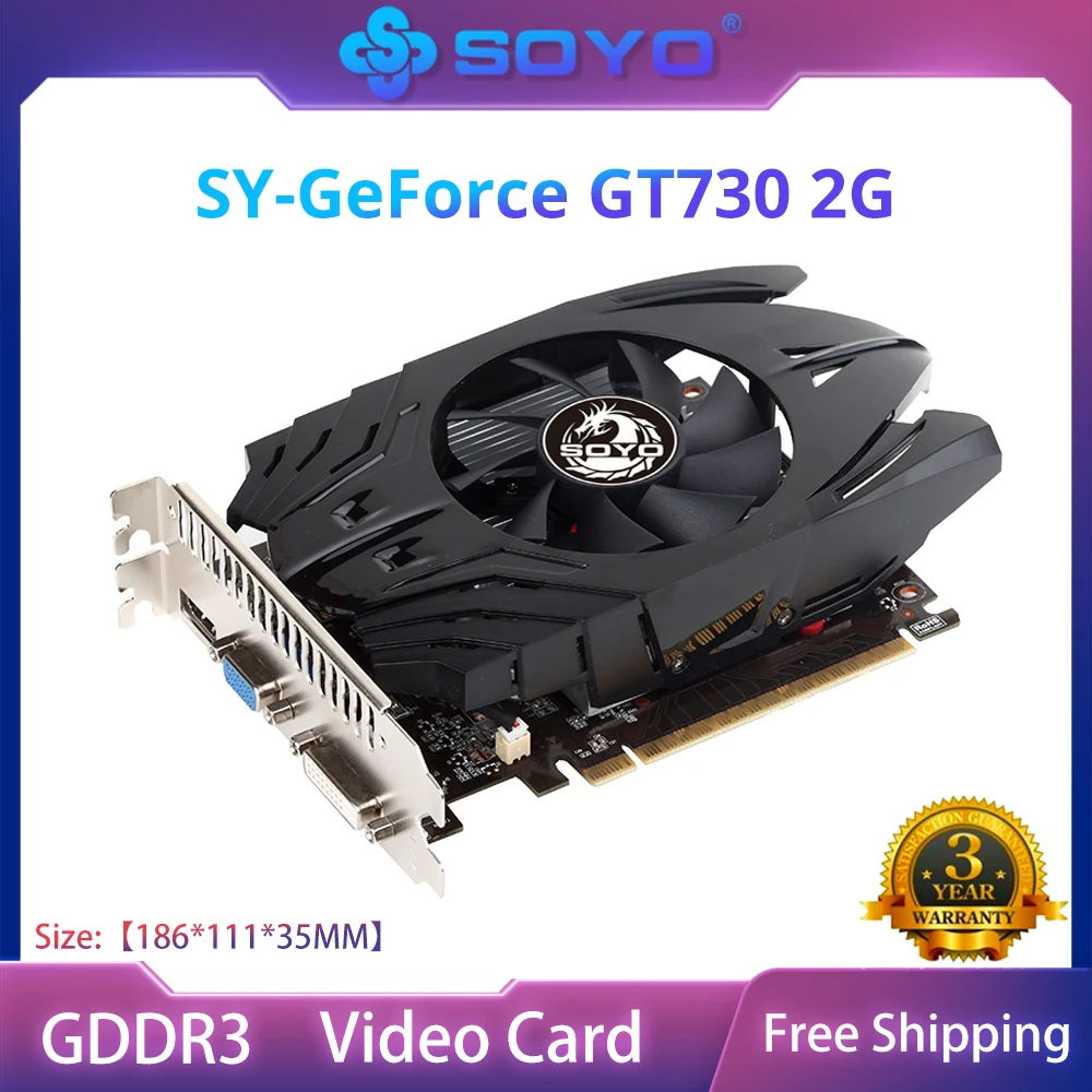 SOYO Marka Yeni Nvıdıa GeForce GT730 2G Grafik Kartı GDDR3 Bellek VGA HDMI uyumlu Ekran Kartı PhysX GPU