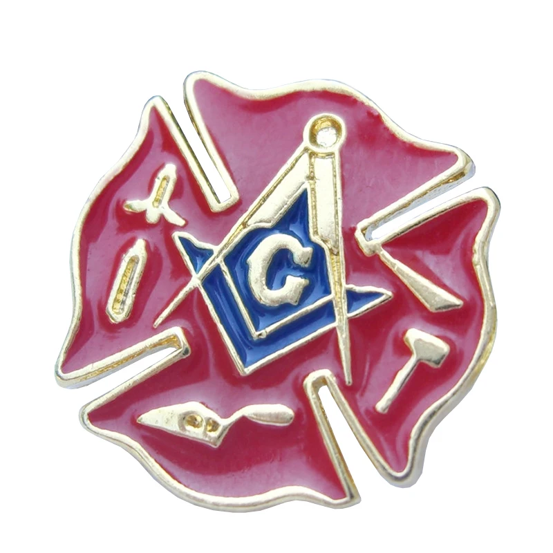 Masonik Mason Masonluk İlk Müdahale İtfaiyeci İtfaiyeci Resue Yaka Pin Artı hediye kesesi