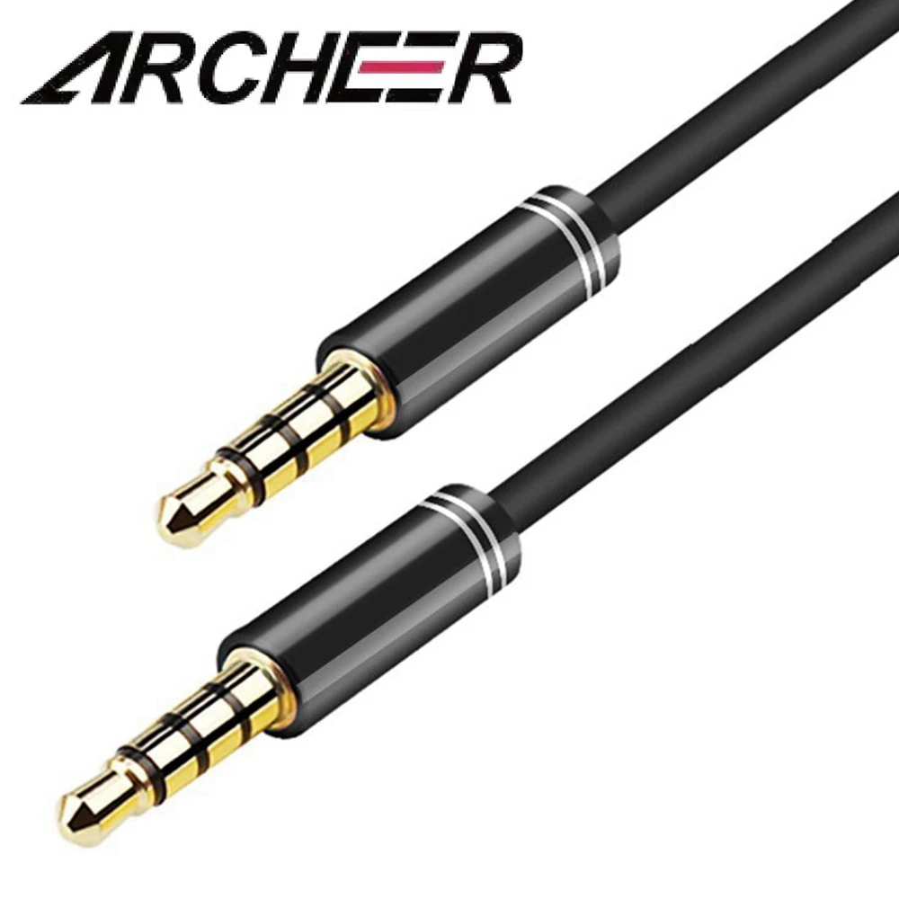 ARCHEER 5ft / 1.5 m 3.5 mm Ses Kablosu 4 Kutuplu Erkek Stereo Aux Kablosu Yardımcı Kablo Aux Kablosu Akıllı Telefonlar için PC Kulaklık