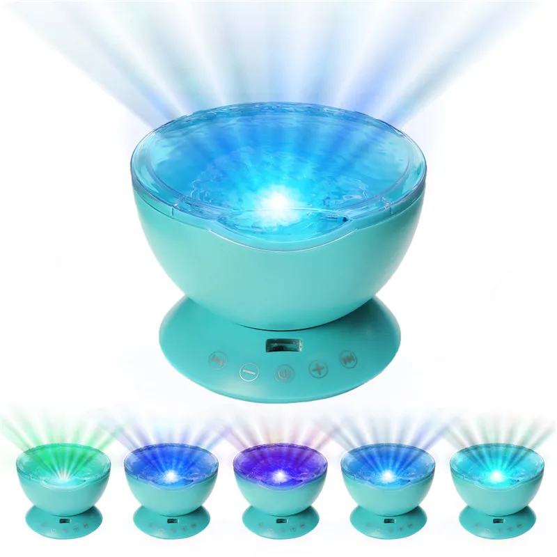 1 adet LED Gece Lambası Yıldızlı Gökyüzü Uzaktan Kumanda Okyanus Dalgası Projektör Mini Müzik ile 7 Renk Yenilik Gece Lambası Damla nakliye