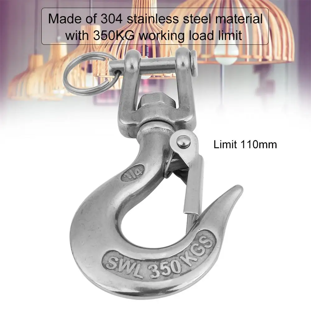 304 Paslanmaz Çelik Döner Göz Clevis Kaldırma Zinciri Çırpıda Kanca 350KG Çalışma Yükü Sınırı 90mm 110mm