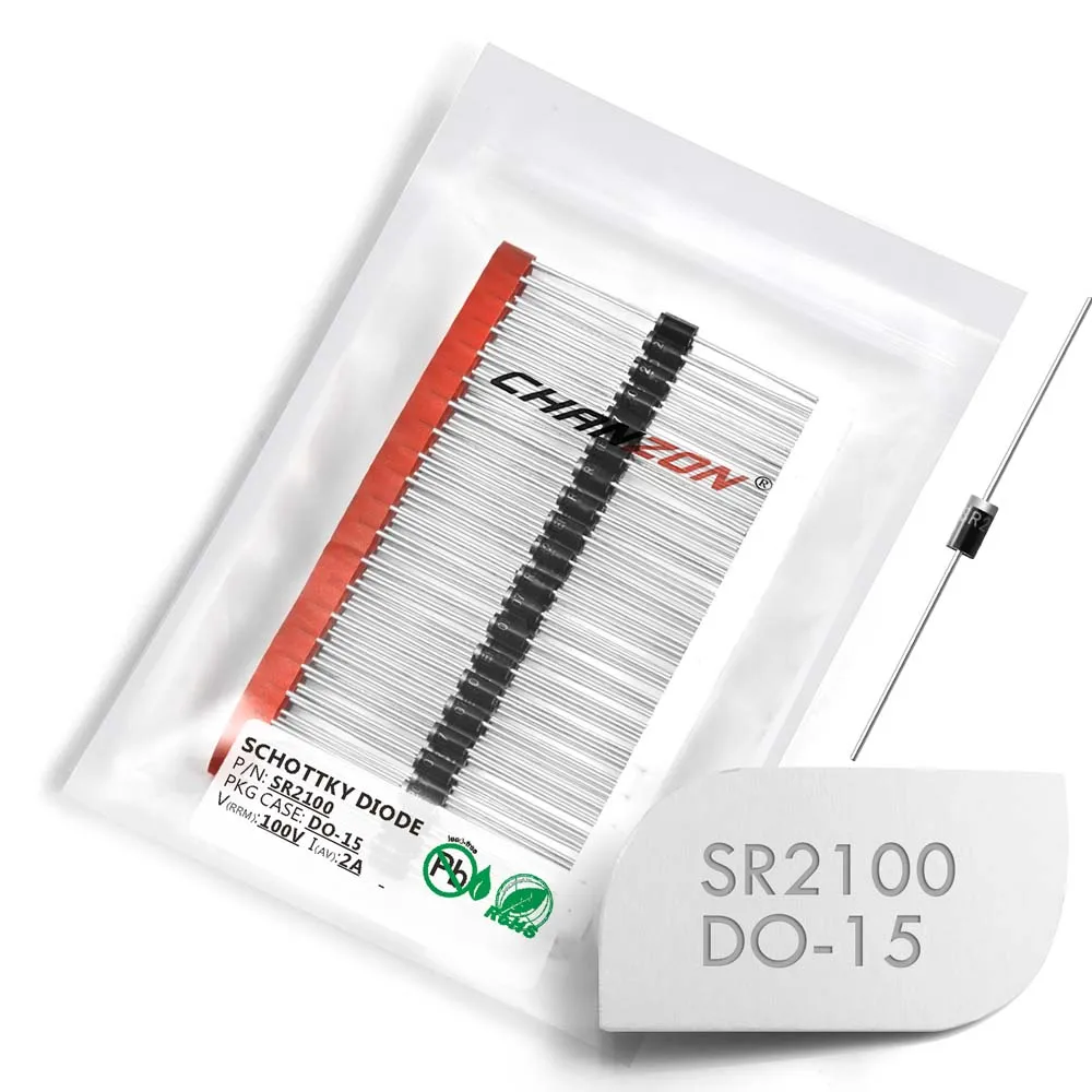 100 Adet SR2100 SB2100 Schottky bariyerli doğrultucu Diyotlar 2A 100 V DO-15 DO-204AC Eksenel 2 Amp 100 Volt SR 2100
