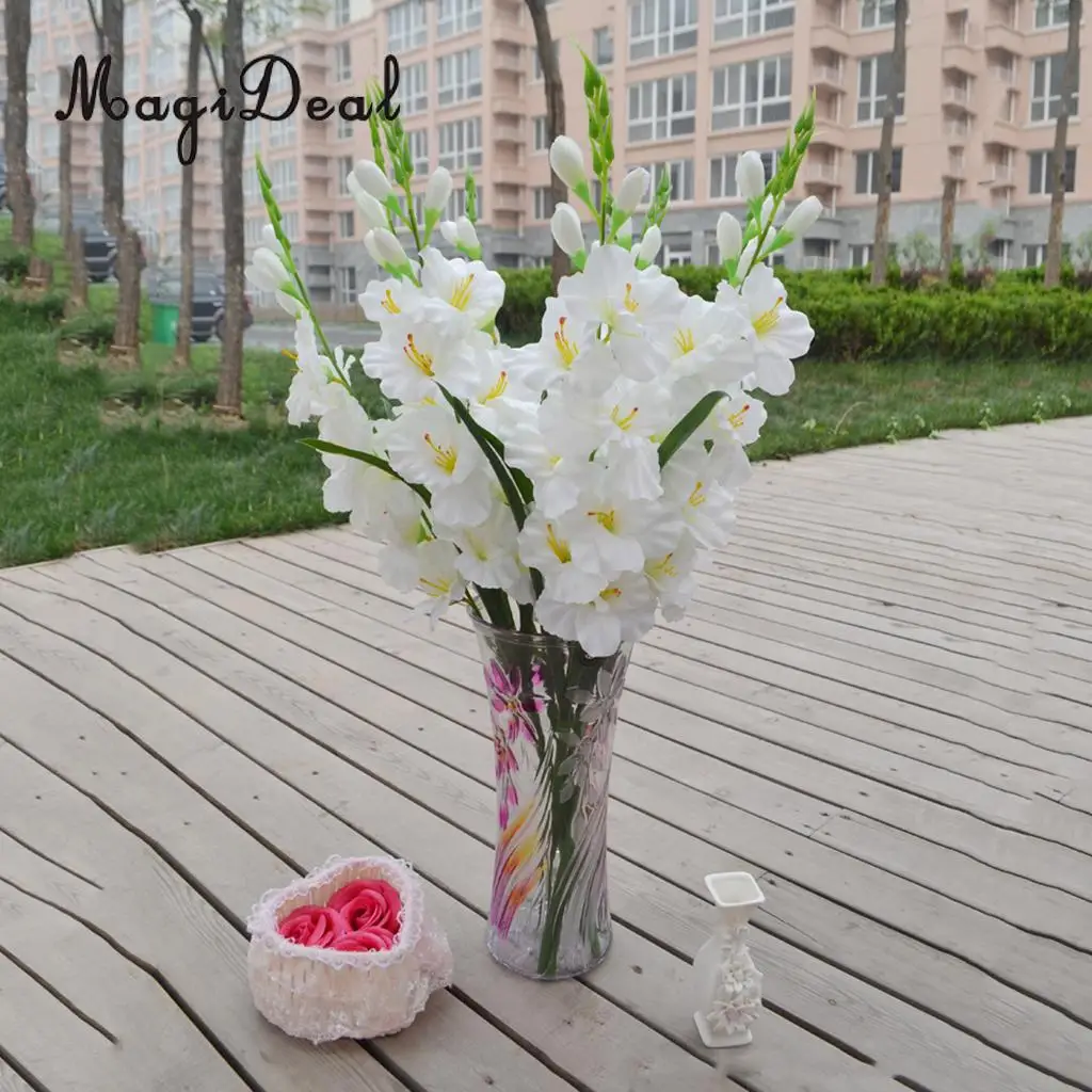 MagiDeal 1 adet Yapay Simülasyon Glayöl Çiçek Kök Düğün Ev Dekor Ev Dekorasyon Beyaz