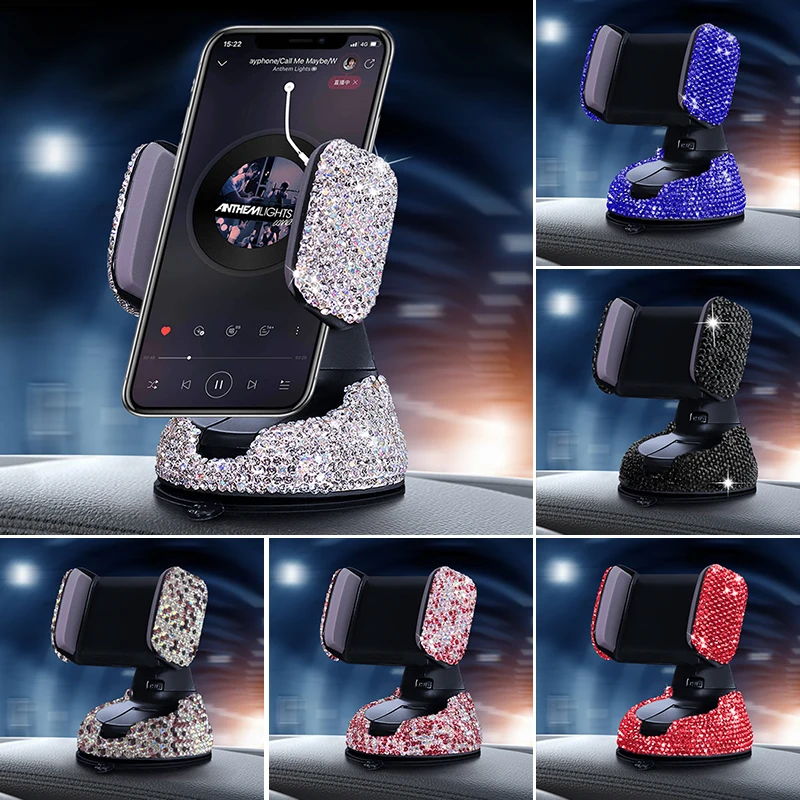 Lüks Kristal Araba telefon tutucu yuvası telefon standı araba için tutucu Evrensel Tutucu Bling Pembe Araba Aksesuarları Kızlar için