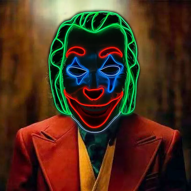 Cadılar bayramı korkunç ürpertici katil palyaço aydınlık maskeleri cosplay Film Karanlık Şövalye Korku Palyaço Yeşil Saç Peruk
