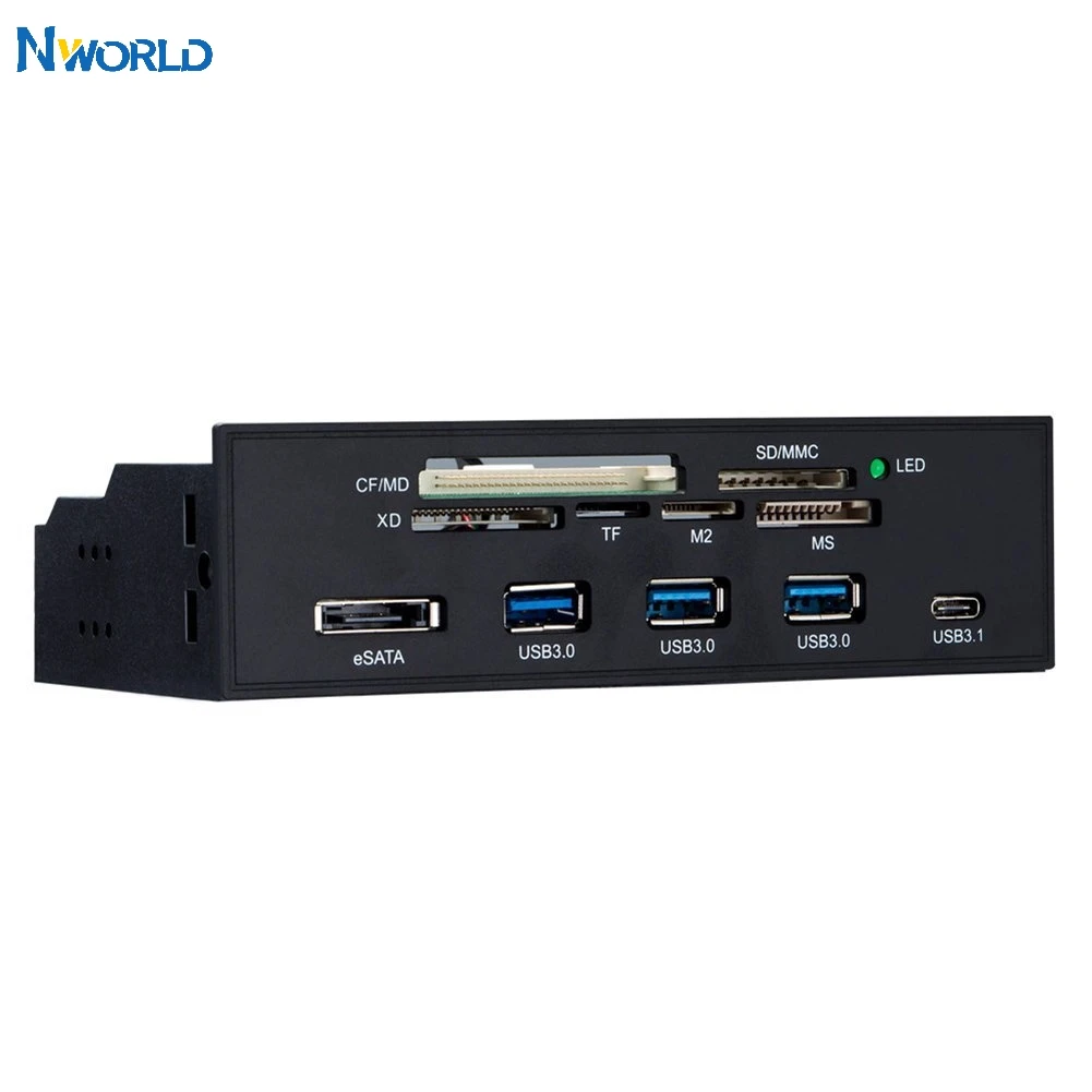 Nworld STW 5.25 inç PC bilgisayar Ön panel All-in-1 Çok Fonksiyonlu kart okuyucu 3 port USB3.0 USB 3.1, Destek M2, MSO, SD, MS