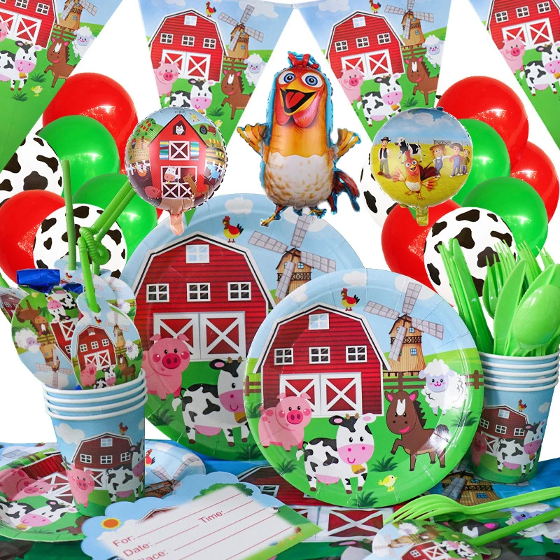 La Granja De Zenón Çiftlik Hayvanları Parti dekorasyon kağıdı Bardak Tabak Peçete Flama Saman Bebek Duş Balon Çocuk Doğum Günü Malzemeleri