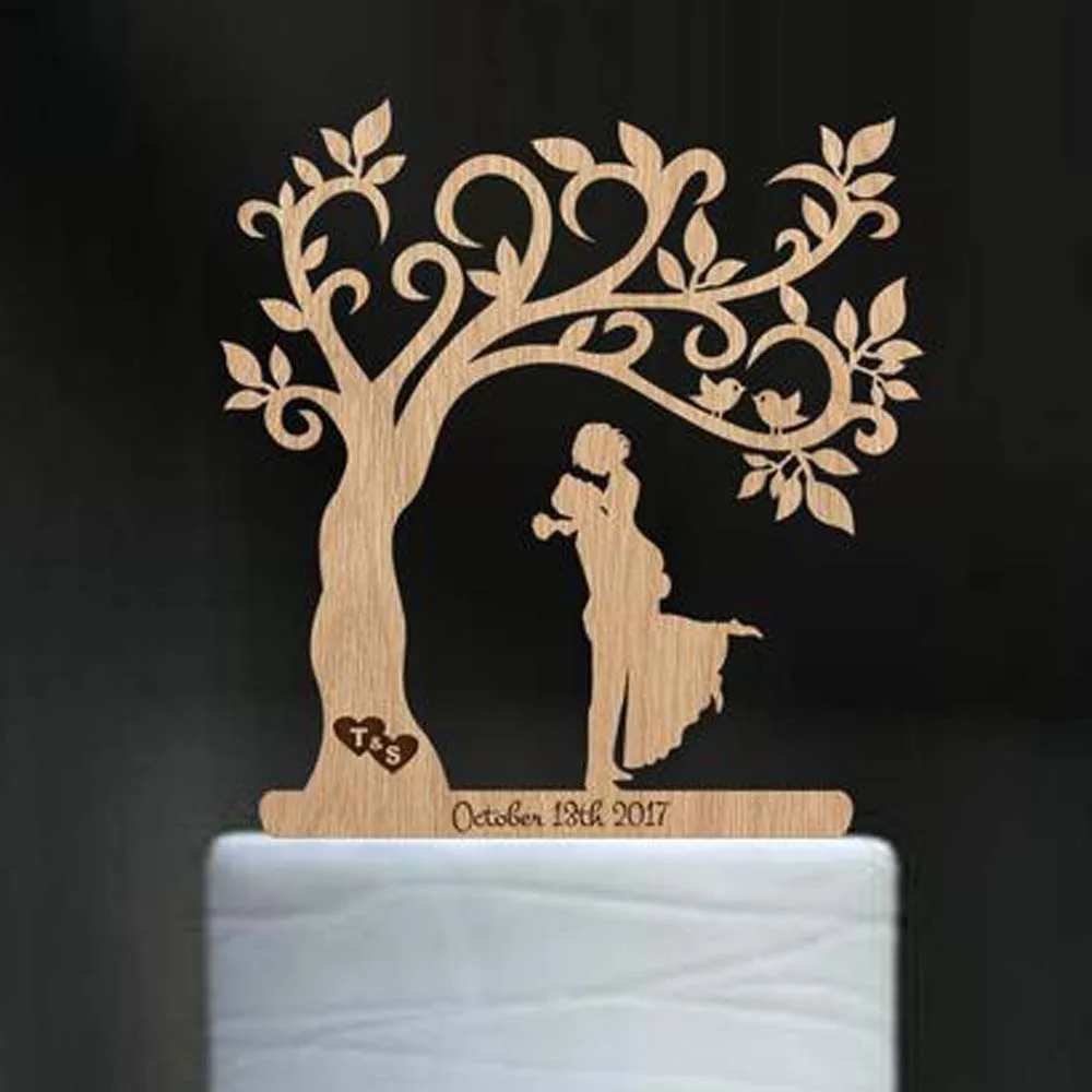 Kişiselleştirilmiş Düğün Rustik Kek Topper Özel Ahşap Kek Topper Mr Mrs Gelin & Damat Ağacı düğün topper Soyadı ahşap