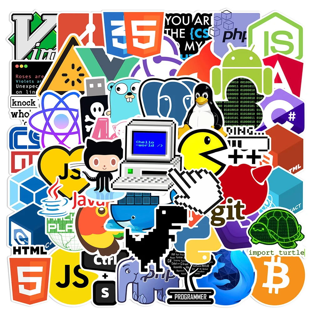 10/30/50 ADET Programlama Internet Geek Php Docker Html Çıkartmalar Java DIY Su Geçirmez Telefon Dizüstü Kaykay Bagaj Sticker Oyuncak