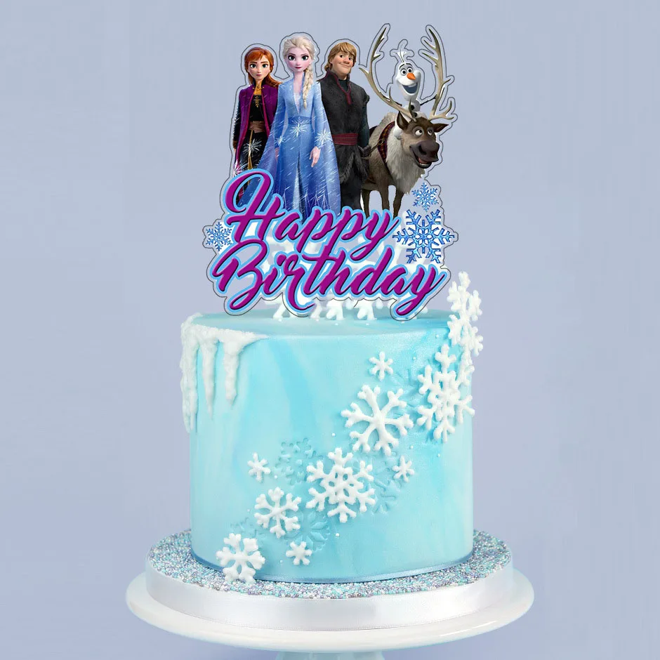 1 adet Dondurulmuş Prenses Elsa Doğum Günü Partisi Dekoru Çocuklar Akrilik Kek Topper Kız Doğum Günü Dekorasyon Anniversaire Kek Malzemeleri