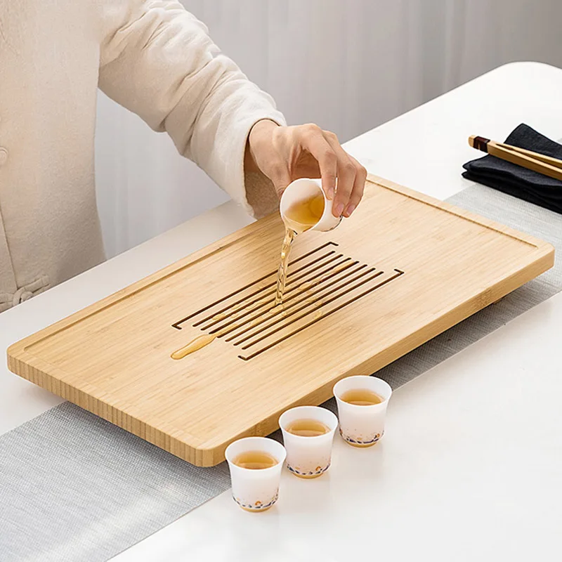 Servis Bambu Kung Fu çay tepsisi Kuru Kabarcık Çevre Dostu Drenaj Kahve çay tepsisi Masa Çin Bandeja Madera Mutfak Teaware