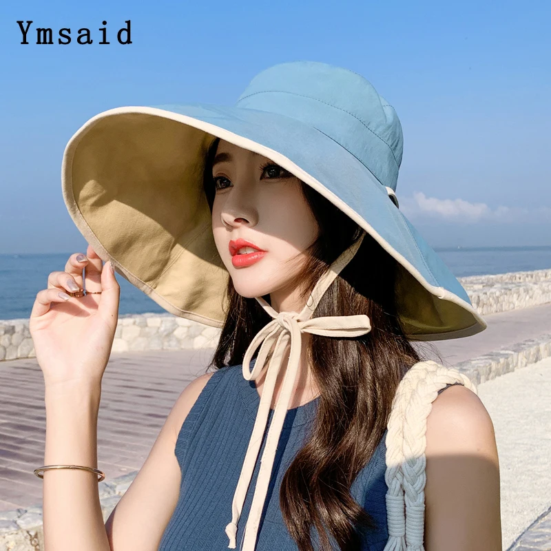 Yeni Bahar Yaz Düz Renk Kova Şapka UV Koruma güneş şapkası Tüm Maç Büyük Geniş kenarlı Vizör Kadın Güneş Koruyucu balıkçı şapkası