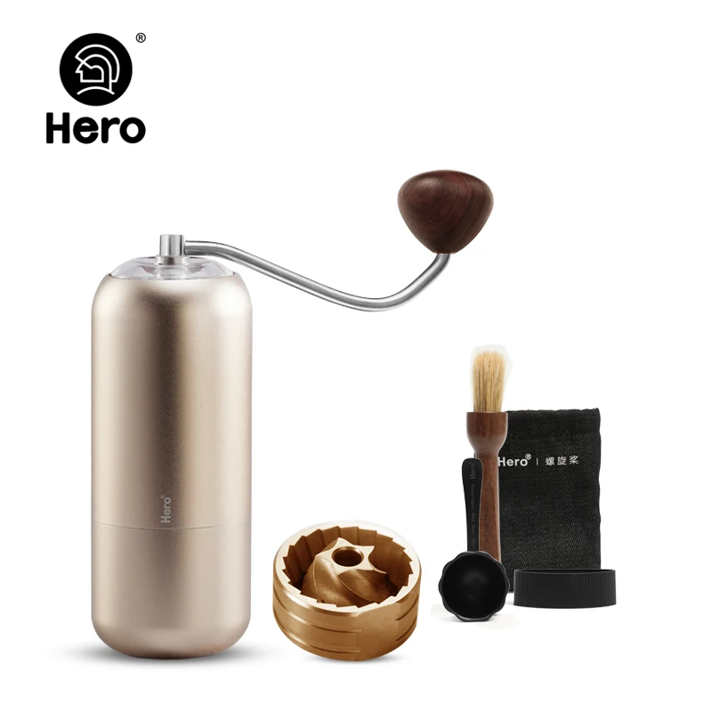 HERO S07 Alüminyum Kahve Değirmeni Taşınabilir Kahve Çekirdeği Değirmeni Mini Makinesi 420 Paslanmaz Çelik Çapak Çekirdek Yüksek Kaliteli Kahve Freze