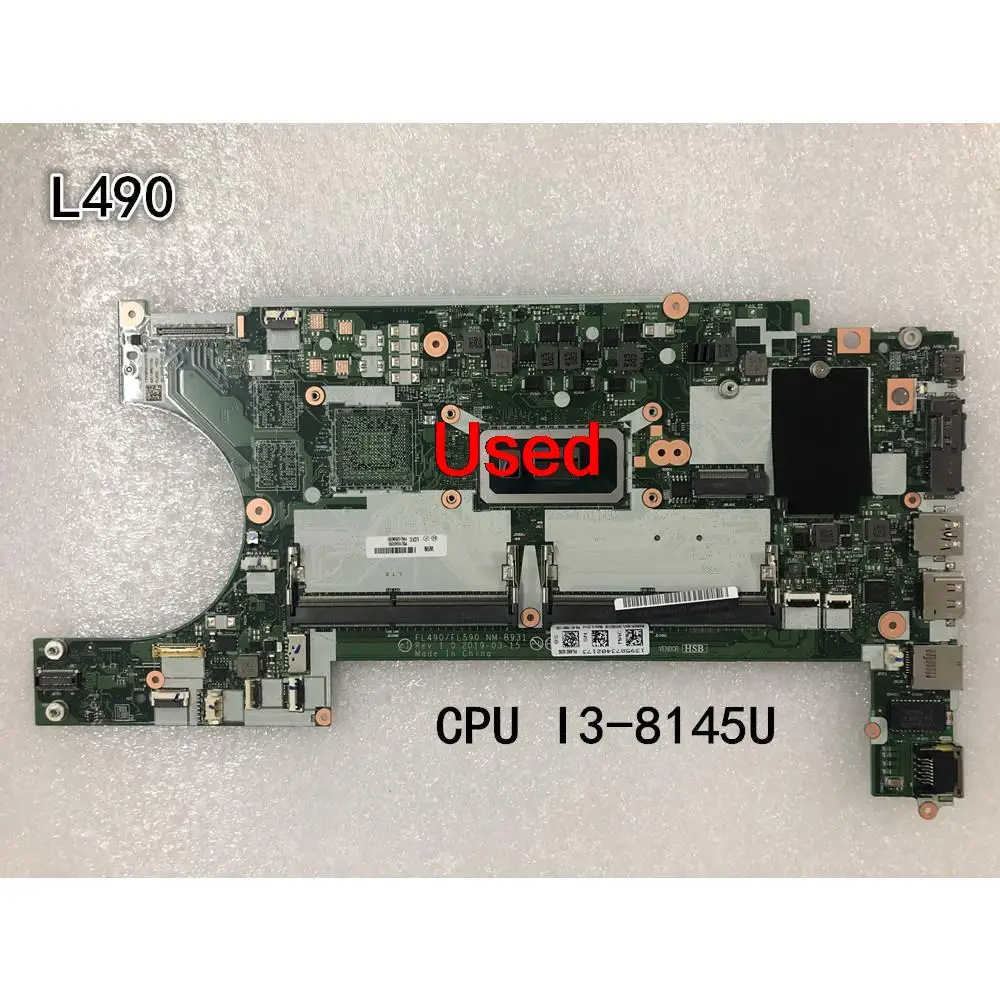 Için kullanılan Lenovo ThinkPad L490/L590 Laptop Anakart Anakart NM-B931 CPU I3-8145U FRU 02DM290 02DM168