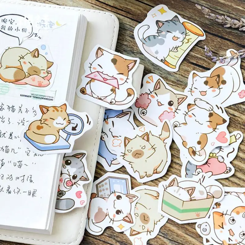 45 adet / paket Kawaii Karikatür Kedi Pet Hayvan dekorasyon çıkartması Çıkartması DIY Albümü Scrapbooking conta etiket Kawaii Kırtasiye Hediye