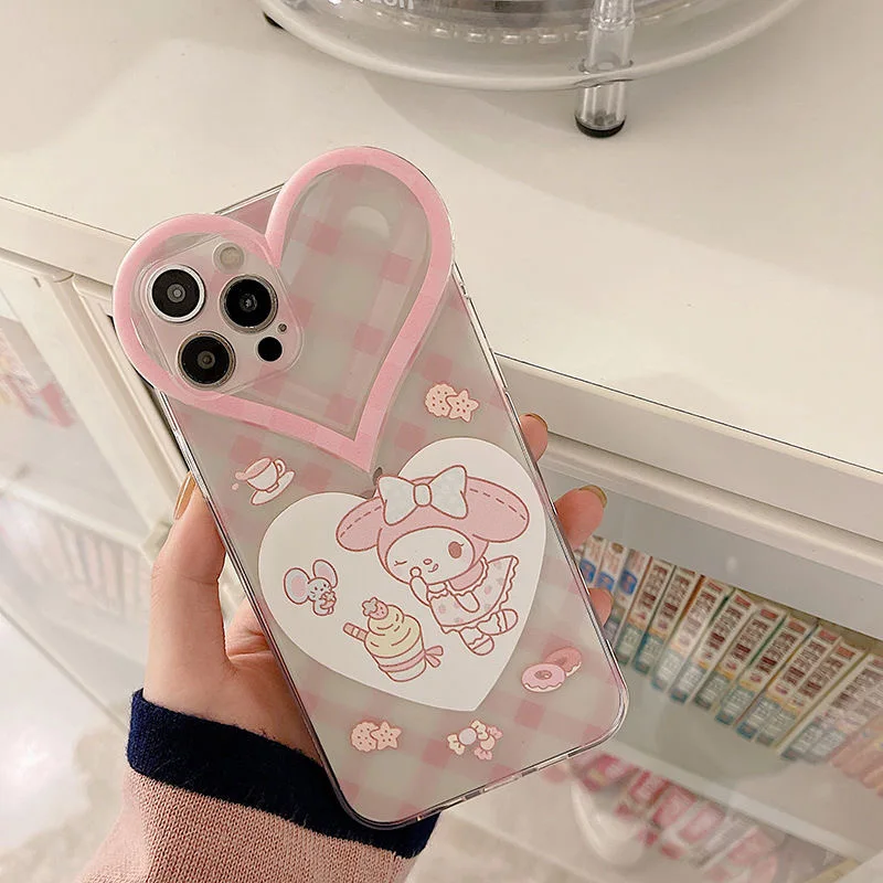 Sanrio Melodi Kawaii aşk Telefon Kılıfları iPhone 13 12 11 Pro Max Mini XR XS MAX 8X7 SE 2022 Karikatür Silikon Kapak Y2K Kızlar