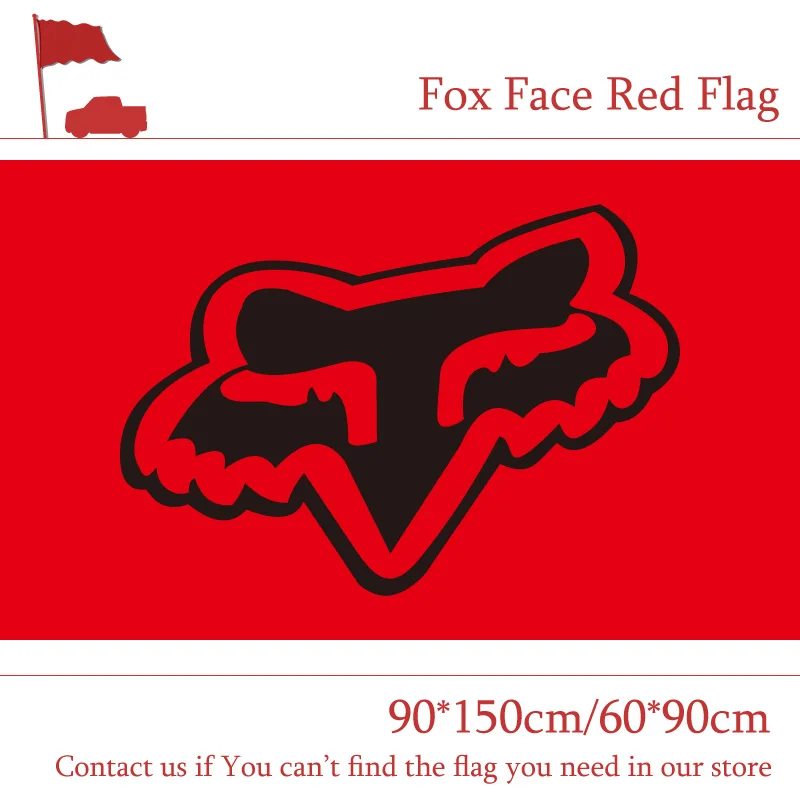 90 * 150cm / 60 * 90cm tilki yüz kırmızı bayrak araba gösterisi için Bar parti afiş