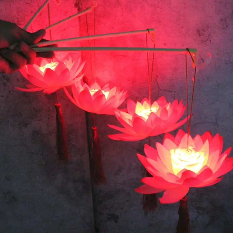 Taşınabilir inanılmaz çiçeği lotus çiçeği ışık lambası parti parlayan fenerler sonbahar ortası Festivali hediye dans sahne
