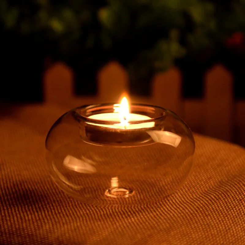 1 adet Avrupa Cam Yuvarlak Mumluk Ev Dekor Süsleme Mum ışığında Akşam yemeği Aksesuarları Parti Malzemeleri