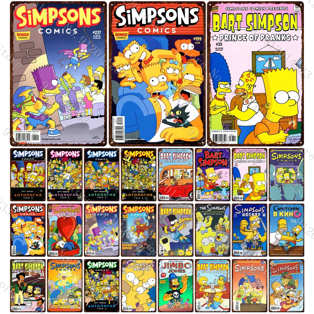 Disney Simpsons Komik Vintage Metal Poster Tabela Bart Simpson Metal Plakalar Ev Dekorasyon Pub Bar Adam Mağara Sanat