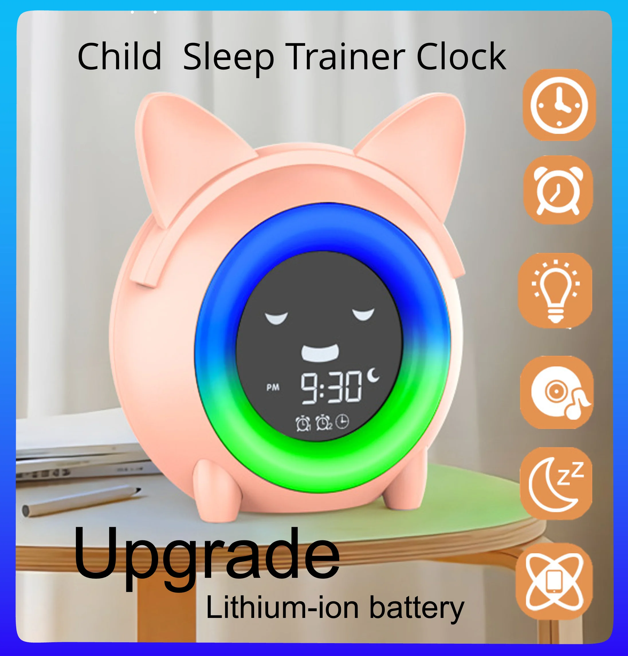 Çocuklar Çocuk çalar saat Uyku Eğitmeni Saat 5 Renk Gece Lambası Dijital Uyandırma Sevimli Saat Sıcaklık ŞEKERLEME Zamanlayıcı Yatak Odası için