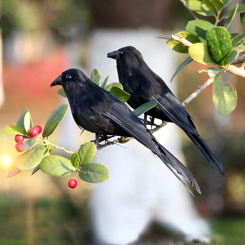 1 Adet Simülasyon Siyah Karga Hayvan Modeli Yapay Sahte Kuş Korkunç Oyuncaklar Cadılar Bayramı Partisi Gerçekçi Korku Dekorasyon Sahne