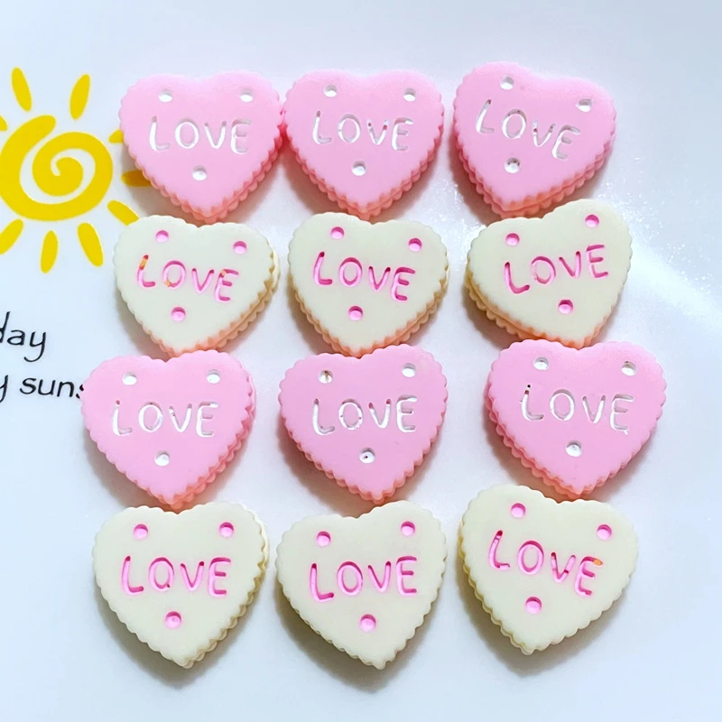 10 Adet Yeni Sevimli Aşk Kalp Çerezler Düz Geri Reçine Cabochons Scrapbooking DIY Takı Craft Dekorasyon Aksesuarla