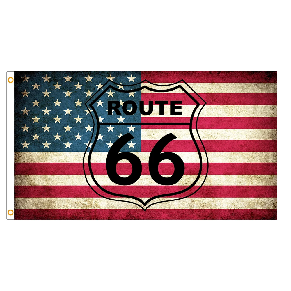 SEÇIM 90x150 cm Route 66 Motosiklet Biker Rider Retro ABD Bayrağı Banner
