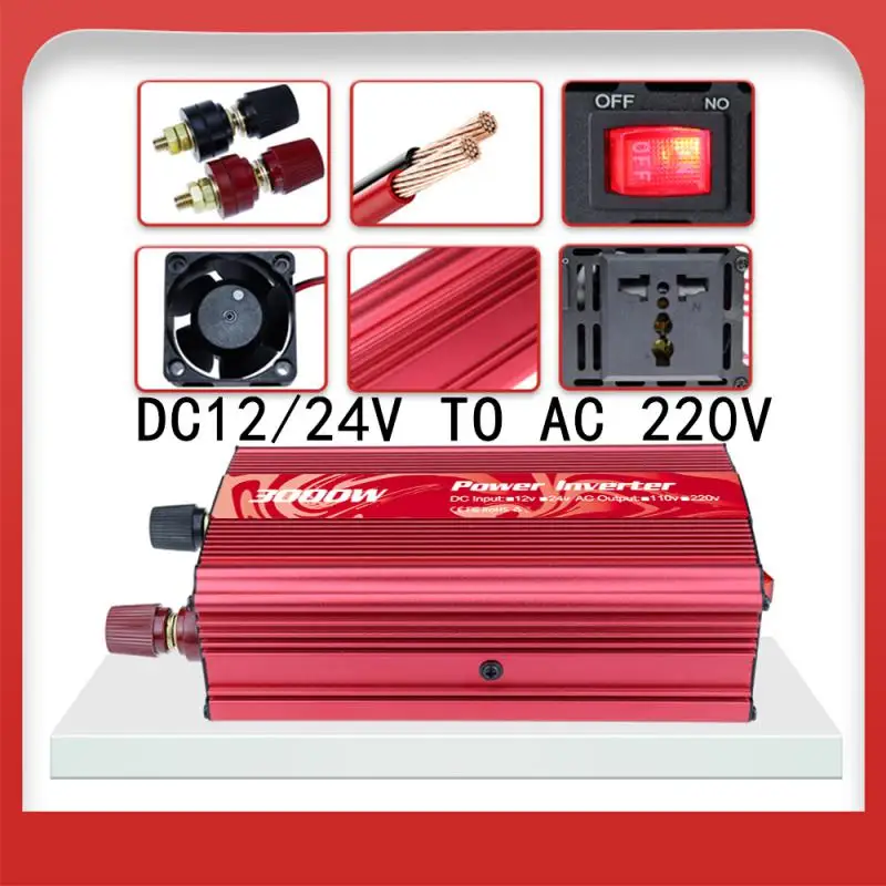 3000W invertör 12v 220v saf sinüs DC 12v / 24v için AC 110V / 220V 3000W Taşınabilir Güç Bankası Dönüştürücü Güneş İnvertör USB Soket