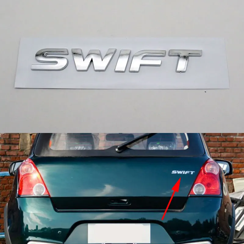 Suzuki Swift için Fit Amblemi Araba logo çıkartmaları 3D Mektup Kelime Arka Bagaj ABS Plastik Krom Gümüş Tabela Otomatik Rozet Çıkartması