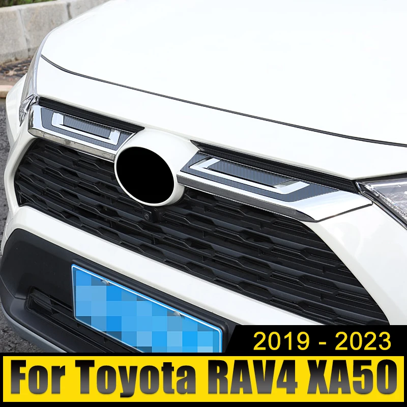 Toyota İçin araba Aksesuarları RAV4 XA50 2019-2021 2022 2023 RAV 4 Hibrid ABS Ön Tampon Grille İzgaralar Şerit Düzeltir Kapak Çıkartmalar
