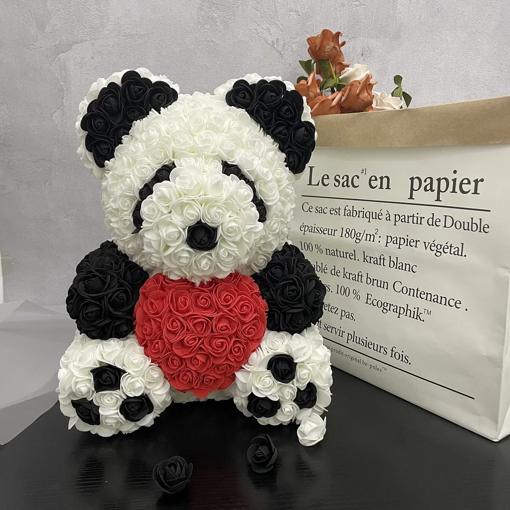 40 cm Gül Ayı Yapay Köpük Çiçek Gül Panda Süslemeleri veya Hediyeler İçin Anma Günü ve Festivali Şükran Günü Doğum Günü