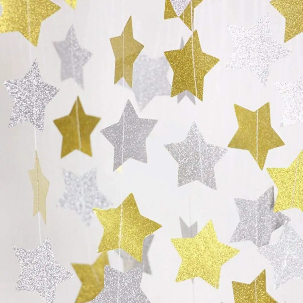 4 m Kağıt Yıldız Banner Bunting Garlands Doğum Günü Dize Banner Süsler Noel Düğün Odası Bebek Duş Dekor Malzemeleri