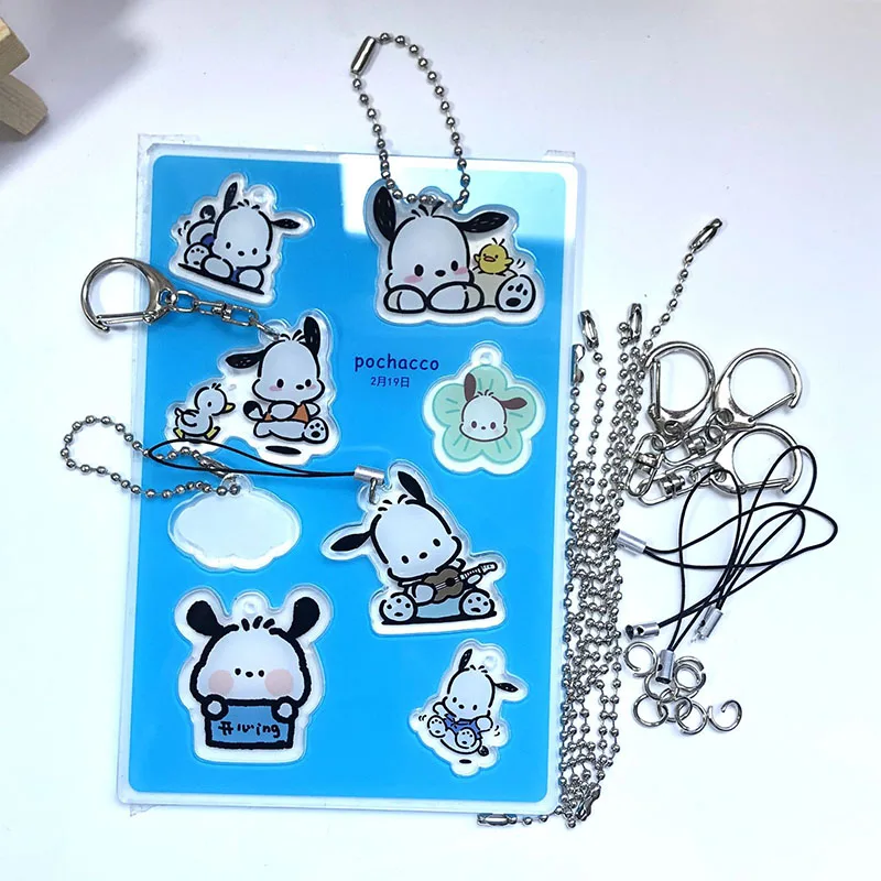 8 Adet Sevimli Sanrio Pochacco Anahtarlık Karikatür Cep telefon zinciri Öğrenci Schoolbag askılı çanta Kolye Çift Hediye Children'toys