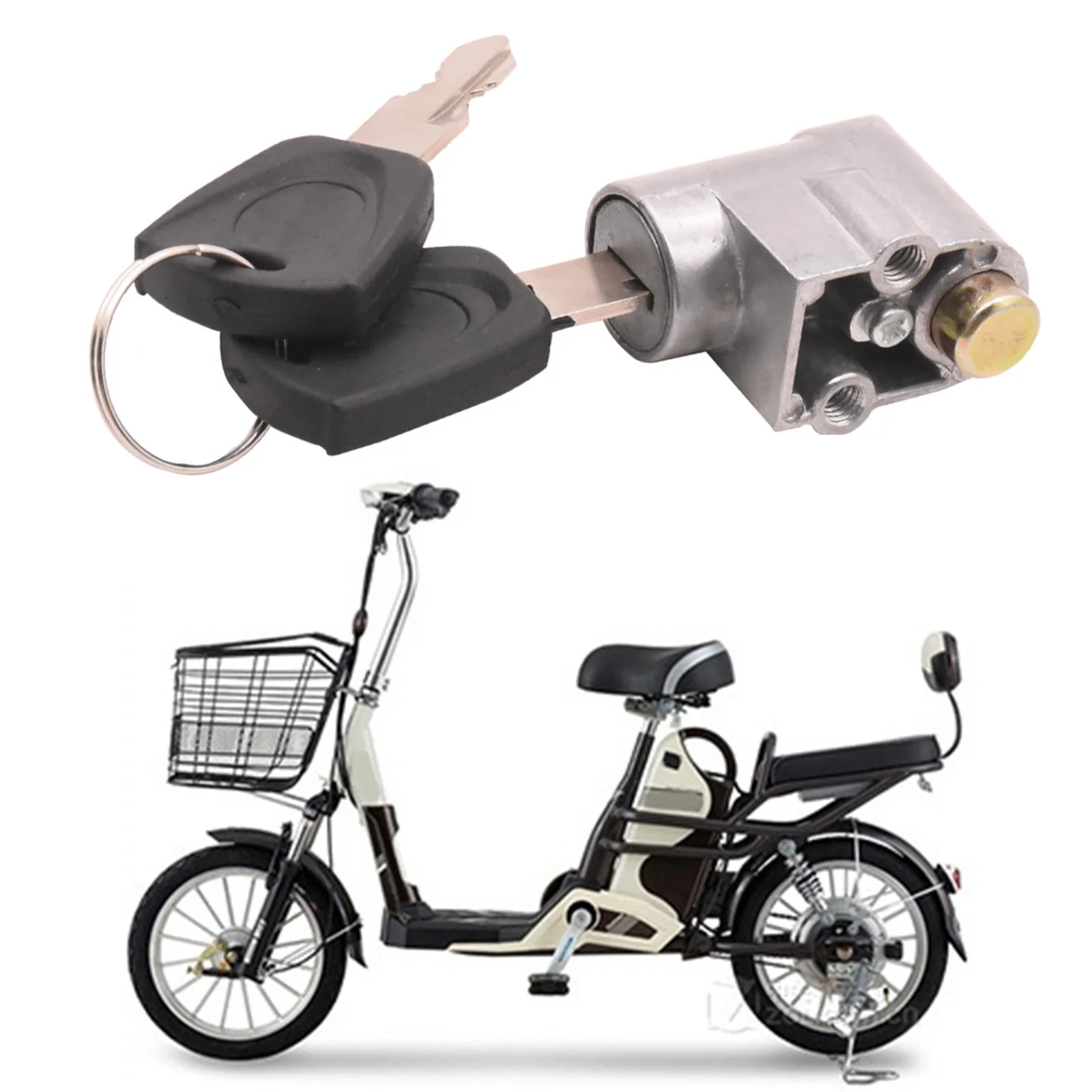 Ateşleme Kilidi Pil Güvenlik paketleme kutusu Kilidi + 2 Anahtar Motosiklet Elektrikli Bisiklet Scooter E-bisiklet Kilidi Anti-hırsızlık Kilidi Pil Kilidi