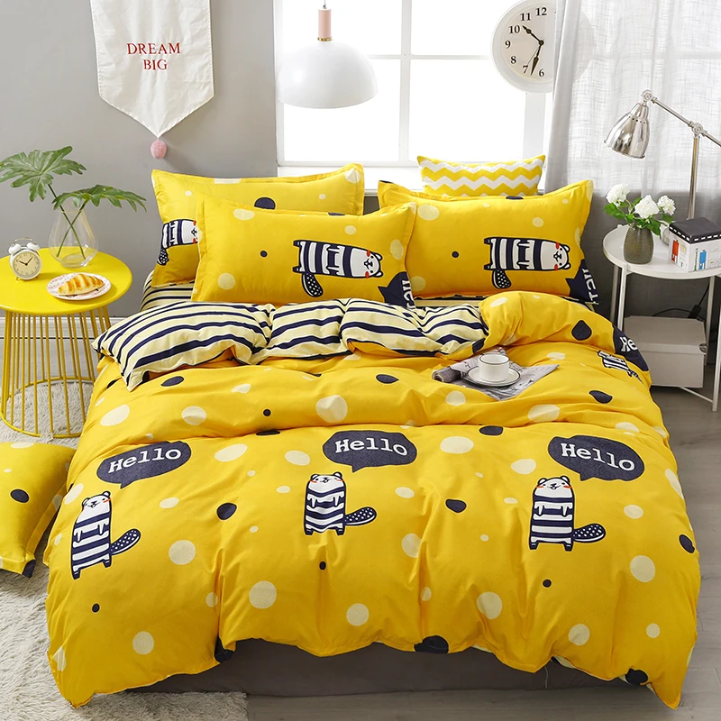 Moda Baskılı Basit Yatak Takımları Ev Tekstili Çocuk Yetişkin Nevresim Setleri Yumuşak yatak çarşafı Yastık Kılıfı Sevimli Güzel Yatak Örtüsü