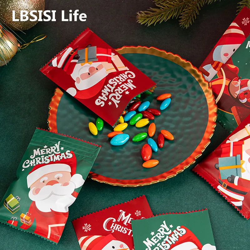 El Yapımı Şeker İçin Noel Kurabiye Çanta Kılıfı Xmas yılbaşı Ambalaj Aile Parti Dekorasyon LBSİSİ Hayat 100pcs Bisküvi 