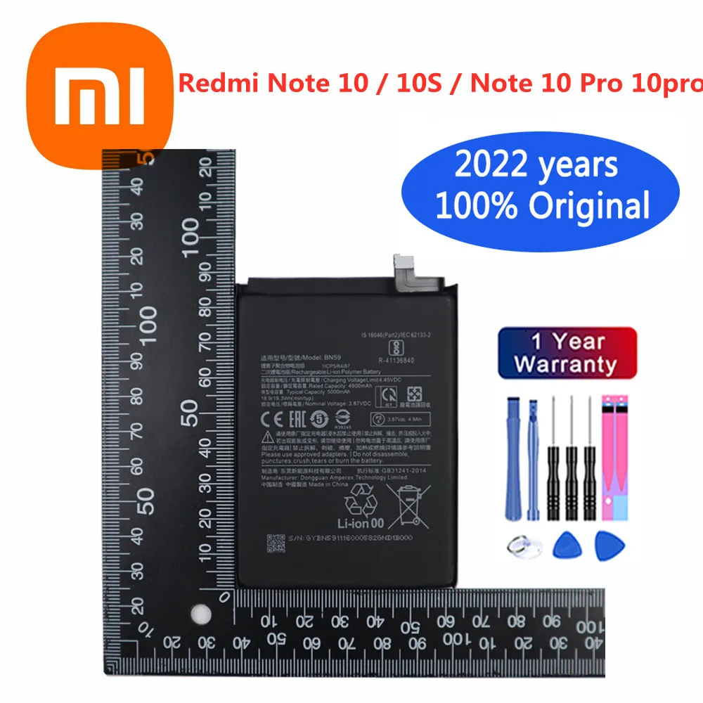 2022 Yıl 100 % Orijinal Pil Yüksek Kalite BN59 5000mAh Xiaomi Redmi İçin Not 10 / 10S / Not 10 Pro 10pro Piller + Araçları