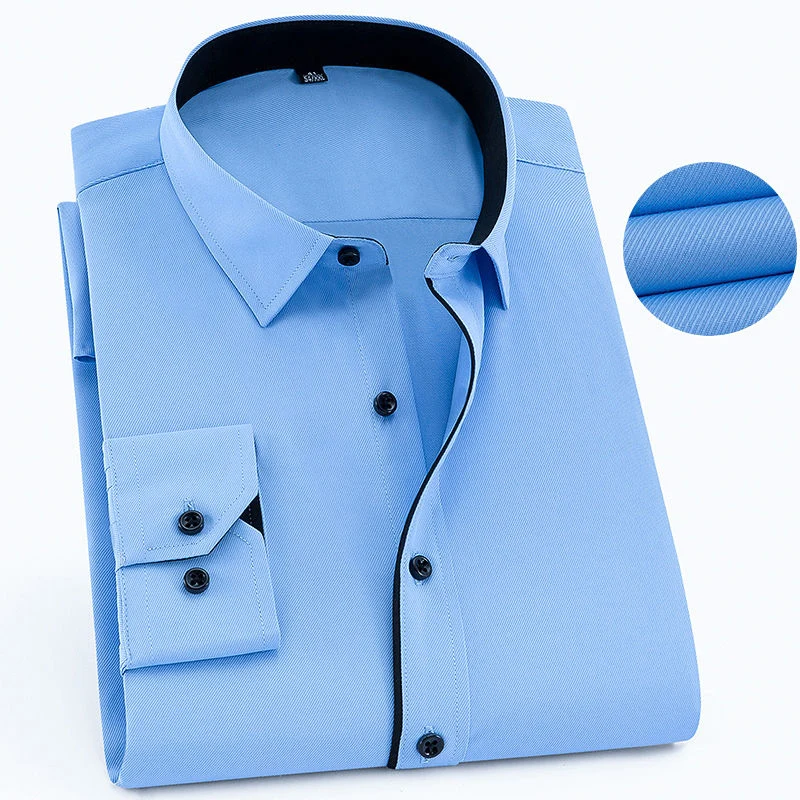 Artı Büyük Boy 8XL 7XL 6XL Erkek Iş Rahat Uzun Kollu Gömlek Klasik Çizgili Erkek Sosyal Elbise Gömlek Mor Mavi HOWDFEO