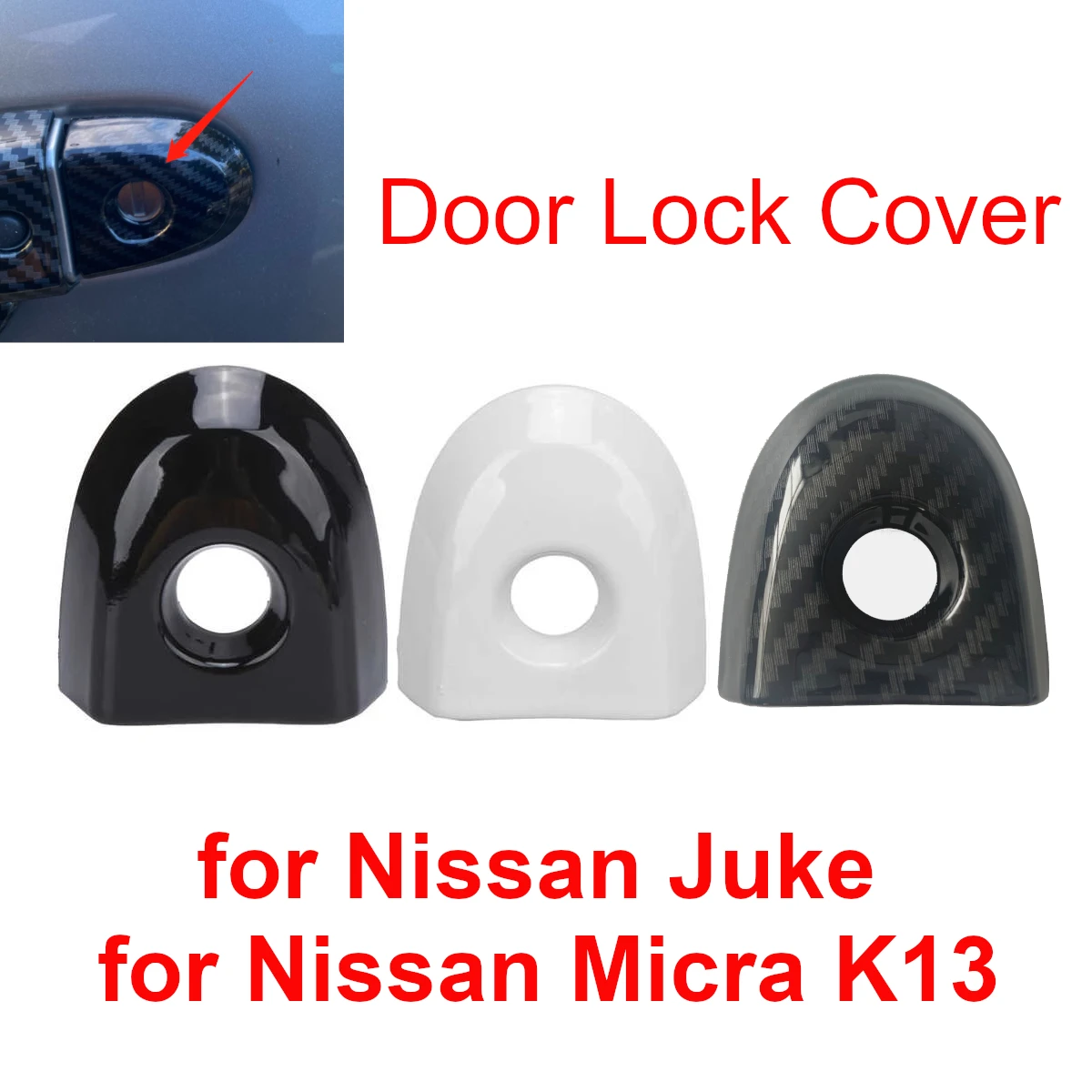 Araba Sürücü Kapı Kilidi katlanır anahtar Delik Kapağı Nissan Juke Micra için K13 806441KK0D Beyaz Siyah Karbon Fiber Desen