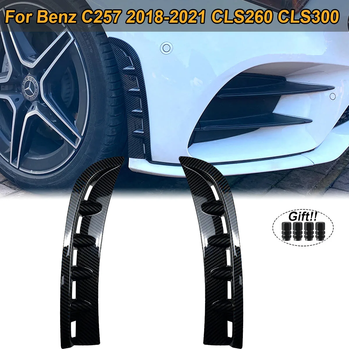 Mercedes Benz için C257 CLS CLS260 CLS300 2018-2021 Ön Tampon Kanallari Splitter Yan Havalandırma Kapağı Trim Sticker Araba Aksesuarları