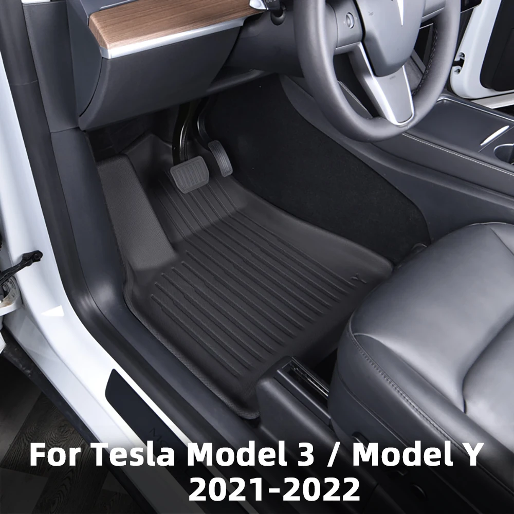 2022 Yeni TPE Paspas Tesla Modeli 3 Y 3D Ayak Pedi Araba Su Geçirmez Koruyucu Model 3 Y 2021 Sol Sağ Dümen Halı
