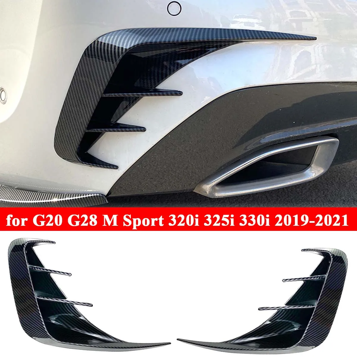 BMW için G20 G28 M Spor Arka Tampon Splitter Difüzör Yan Kapak spoiler kovanı Etiket 318i 320i 330i 2019-2021 Araba Aksesuarları