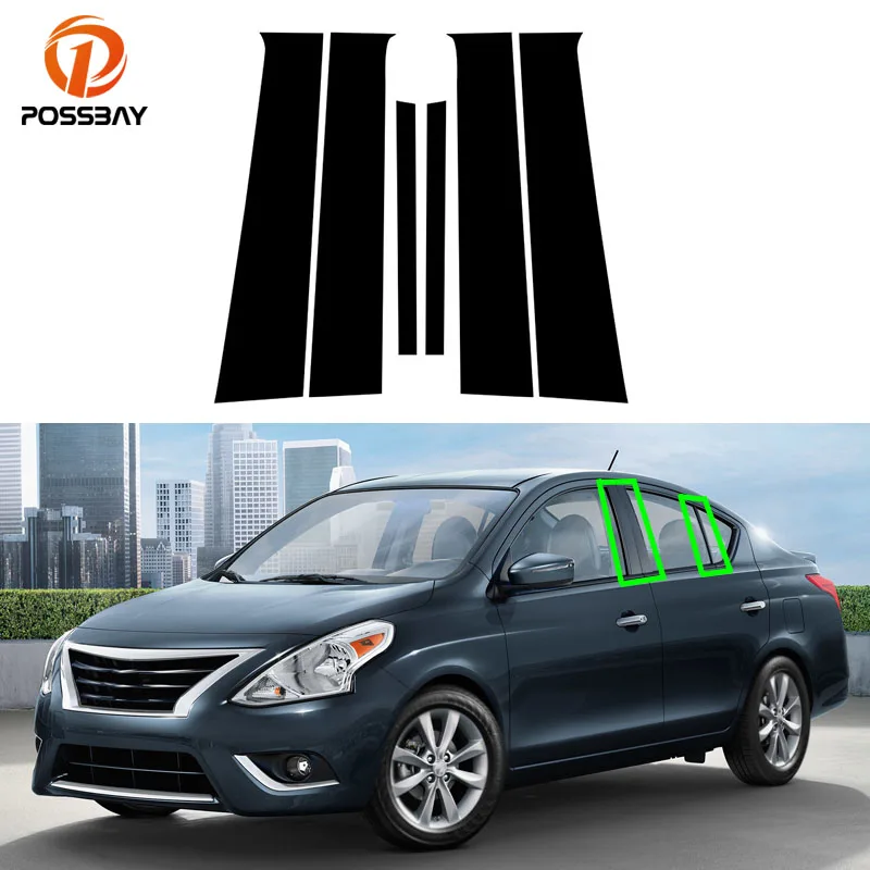 6 Adet Araba Pillar Mesajları Pencere ayar kapağı BC Sütun Sticker Aksesuarları Nissan Almera için Güneşli Versa 2010-2019 Dış Parçaları