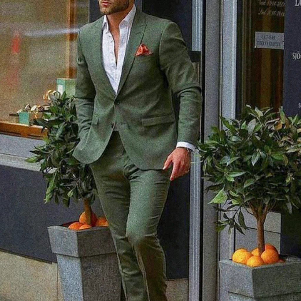 2022 Rahat Şık 2 Adet (Ceket+Pantolon) koyu Yeşil Erkek Takım Elbise Slim Fit Damat Smokin Moda Özel Takım Elbise Seti Düğün Lüks