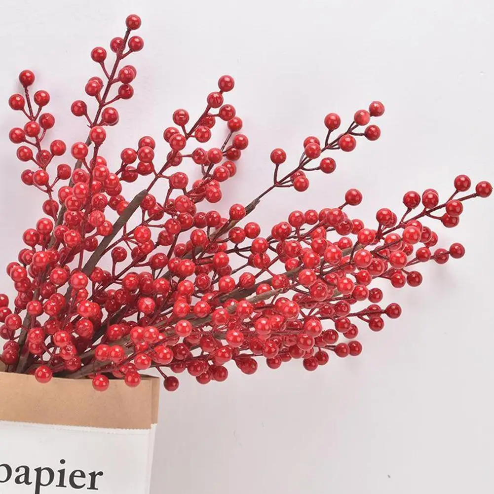 4 Çatal Noel Yapay Berry Dallar Noel Ağacı Dekorasyon İçin 50cm Kırmızı Dut Sapları El Sanatları Çelenk Garland Dekor N4s4