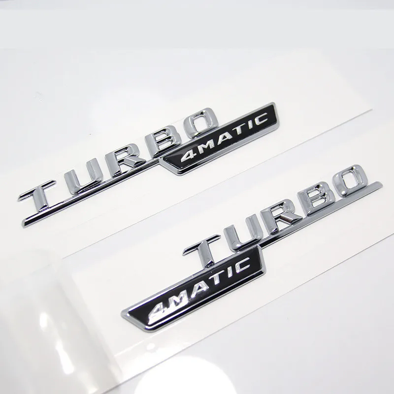 2 Adet ABS Araba Ön Çamurluk Rozet Çıkartması TURBO 4MATIC Amblemi Çıkartmalar Mercedes TURBO 4MATIC Rozeti AMG Logo Aksesuarları