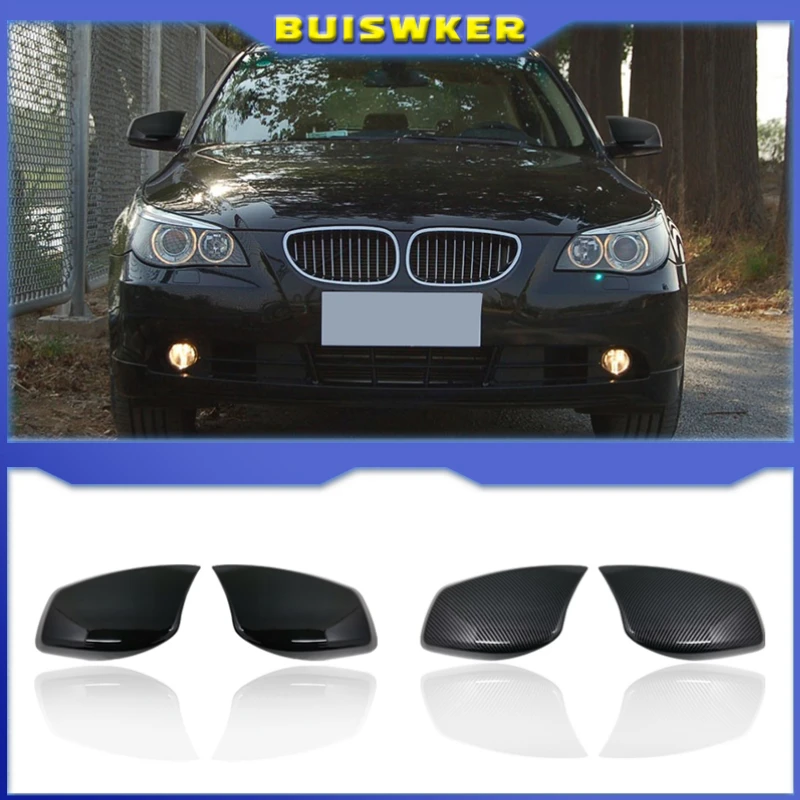 Parlak Siyah Kapı yan ayna kapağı Kapaklar-BMW E60 E61 E63 E64 5/6 Serisi 2003-2010